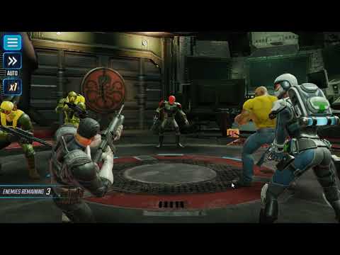 Spiderman, Punisher, Luke Cage, Medic defeats Red Skull in Marvel Strike Force