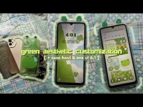 green aesthetic customization 🍵 | galaxy a05 [ case haul + one ui 6.1 ]