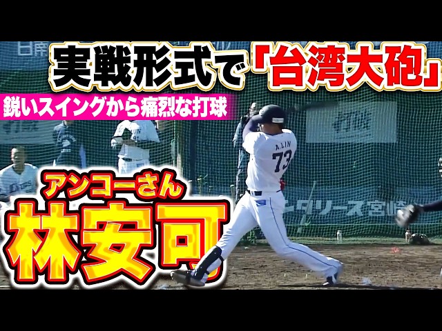 【鋭振驚速打球】林安可『実戦形式で“大砲”の片鱗…逆方向に特大犠飛&痛烈適時打！』