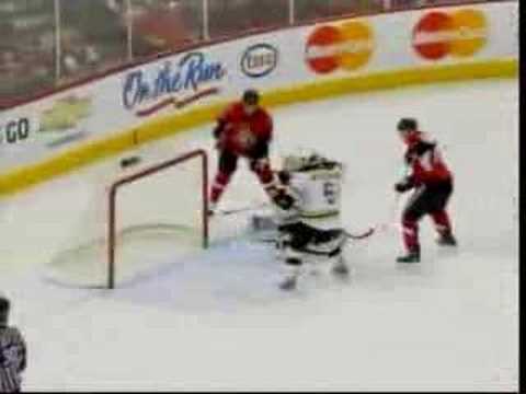 Spezza goal (+ great save by Gerber) vs Bruins - Mar 11/08
