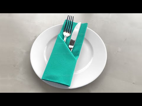 Servietten falten Bestecktasche. Tischdeko basteln für Ostern, Hochzeit, Weihnachten  oder Silvester