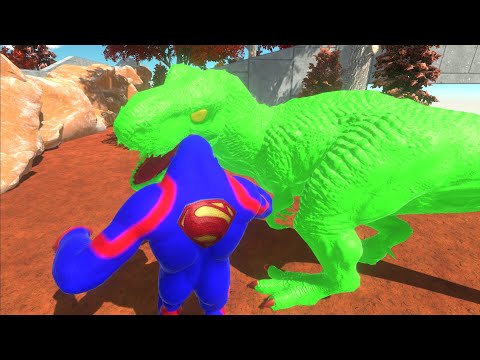 SUPERMAN GORO vs HULK GORO vs GREEN T-REX DEATH CLIMB - Animal Revolt Battle Simulator