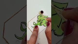 DIY Grinch Gift Tag | Turning a Mini Watercolor Grinch Face into holiday decor #christmasdecoration