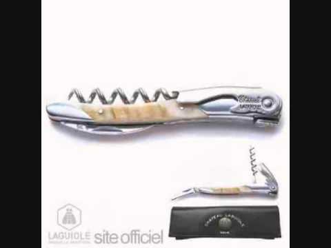 Chateau LAGUIOLE Grand Cru Korkenzieher mit Griff aus Widderhorn  Lederetui 3 Funktions Set  feingez