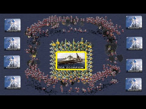 100 Sea Scorpions surrounded by 1000 Rocketeers - the Swarm of Flies - Red Alert 2