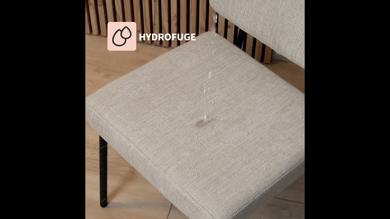 Chaise de salle à manger scandinave Espen en tissu recyclé beige