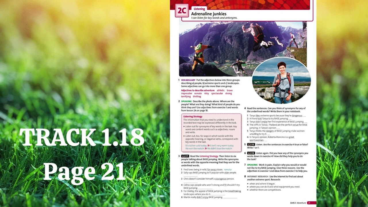 SOLUTION PRE - INTERMEDIATE 3rd SB UNIT 2 - ADVENTURE