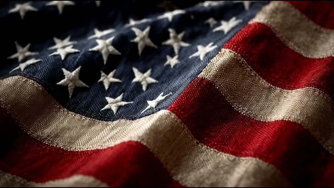 American Flag Waving Close Up Fabric Texture Stars And Stripes Seamless Motion Background Loop 4K