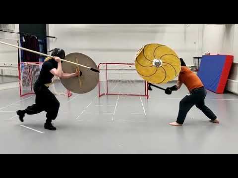 spear & shield vs axe & shield, viking shield fight