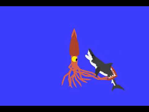 Great white shark vs giant squid