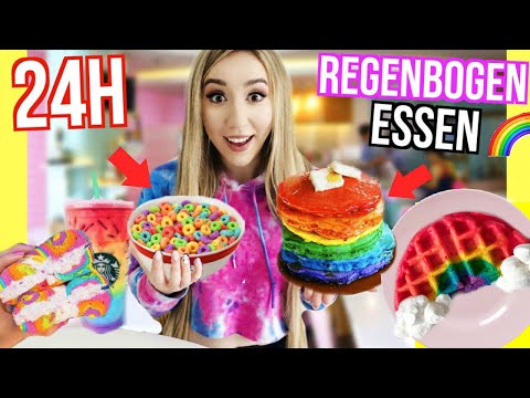 24 STUNDEN alles nur REGENBOGEN ESSEN KAUFEN UND ESSEN Challenge