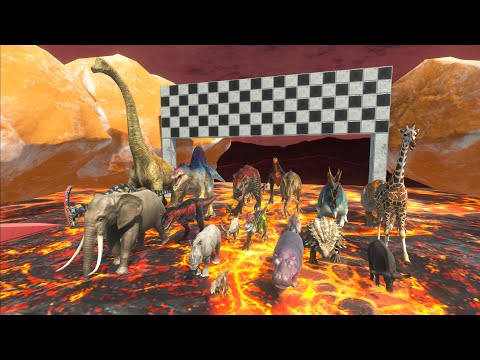 THE LAVA SPEED CHAMPIONS RACE T-REX VS DINOSAURS & ANIMALS | Animal Revolt Battle Simulator