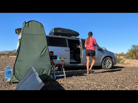 Ein echter Tag im Minivan in Quartzsite, Arizona 🌵 | Vanlife-Camping für eine alleinreisende Frau...