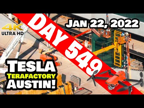 Tesla Gigafactory Austin 4K  Day 549 - 1/22/22 - Tesla TX - HOLY CRAP, BUSY SATURDAY AT GIGA TEXAS!