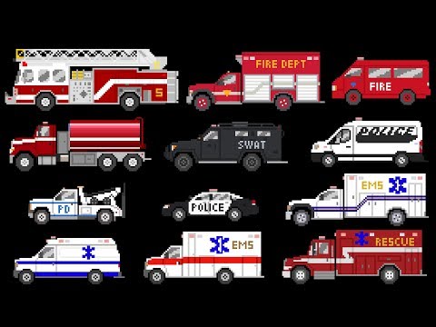 Emergency Vehicles 2 - Rescue Trucks - Fire, Police & Ambulance - The Kids' Picture Show