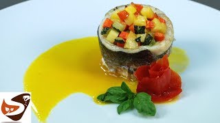 Spigola al forno con patate e zucchine -  Secondo piatto buonissimo - Pesce al forno