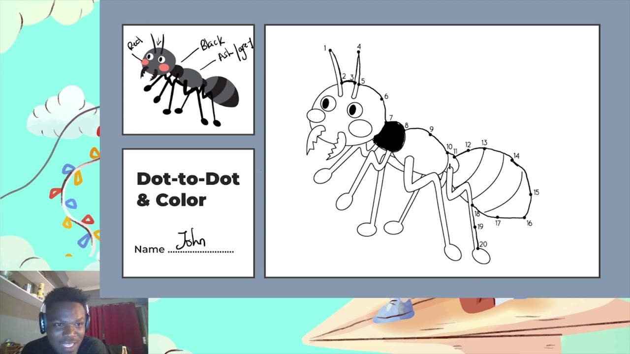 Dot-to-Dot & Color Exercise for Kids | Learn to Draw and color Ant | Worksheet for Kids