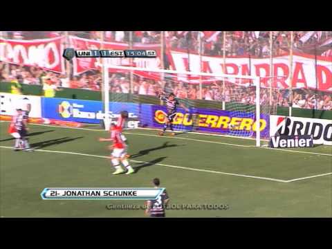 Gol de Schunke. Unión 1 Estudiantes 2. Fecha 13. Torneo Inicial 2012. Fútbol Para Todos.