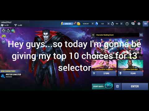 Top 10 characters for t3 selector