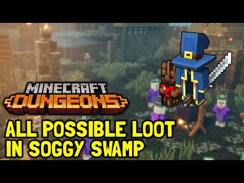 Minecraft Dungeons All Possible Loot In Soggy Swamp Showcase (All Weapons, Artifacts & Armor)