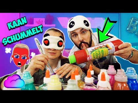 KAAN SCHUMMELT BEI SCHLEIM CHALLENGE! Curry Ketchup in Kathis Silber Slime! Blind Challenge *Lustig*