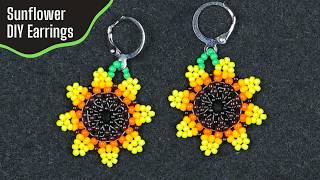 🌻DIY Seed Bead Sunflower Earrings - Easy Summer Beaded Jewelry Tutorial