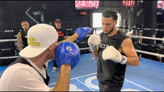 DAVID BENAVIDEZ WORKING ON RIGHT HAND AND LEFT HOOK, IN CAMP IN MIAMI FOR LIGHT HEAVYWEIGHT DEBUT.