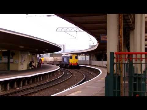 Class 20 and Class 37 Top n' tailing on nuclear flask train through Carnforth