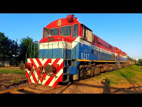 [4K] Tren vacio de NCA pasando por Marcos Juárez rumbo al oeste antes del atardecer!!!!!!