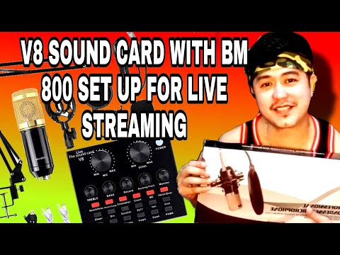 V8 SOUND CARD WITH BM 800 MIC SET UP FOR LIVE STREAMING YOUTUBE & FACEBOOK LIVE!