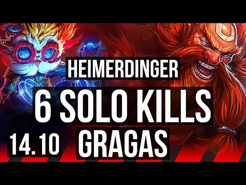 HEIMERDINGER vs GRAGAS (TOP) | Rank 7 Heimer, 6 solo kills, 500+ games | NA Master | 14.10