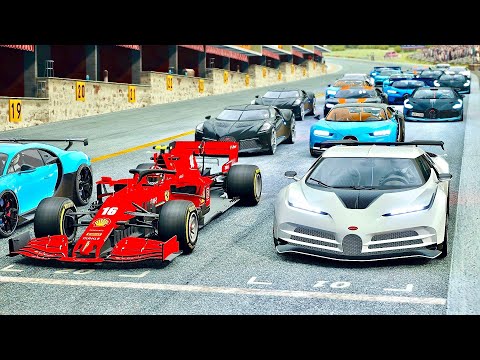 Ferrari F1 2020 vs Bugatti Hypercars at Nordschleife