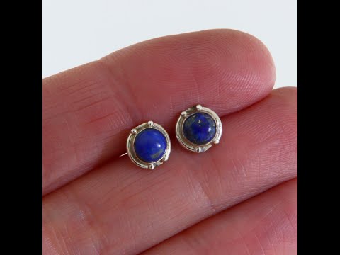 Cercei Argint 925 Stud Surub Lapis Lazuli Natural - Culoare regala