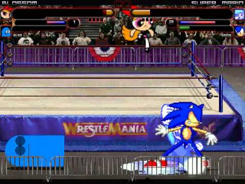 TheMattalocalypse Random Mugen Battle - 041 - Blossom and Bloo VS. Super Mario and Sonic