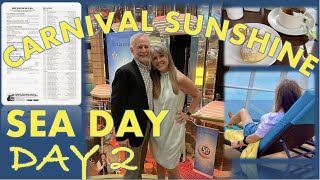 Carnival Sunshine Day 2 Sea Day  | Glimpse of Day 2 Daily Program | Sea Day Brunch | Elegant Night