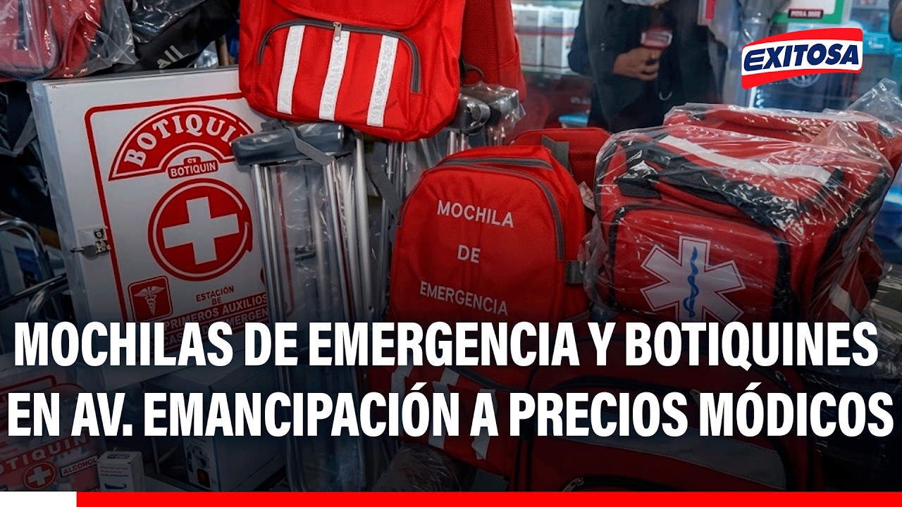 🔴🔵 Mochilas de emergencia y botiquines en la av. Emancipación en el Cercado de Lima