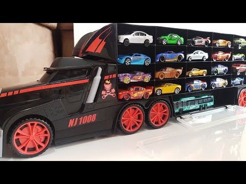 , title : 'Toy Cars Transportation by Truck Hot Wheels Welly Disney Video for Kids'