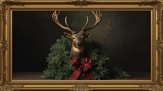 Moody Christmas Stag in Gold Frame | Old Money Holiday TV Art Screensaver @99for1TVart 