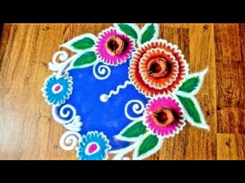 simple and beautiful rangoli Design with colours, rangoli designs by Shital Daga Video