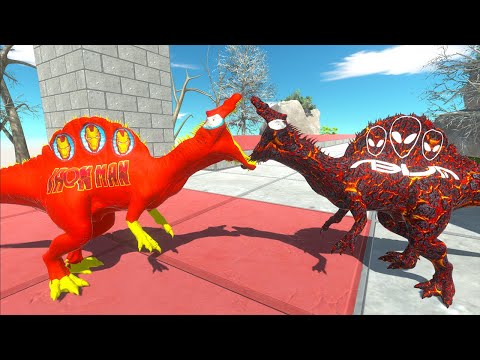 FLASH SPINOSAURUS vs LAVA SPINOSAURUS DEATH RUN - Animal Revolt Battle Simulator
