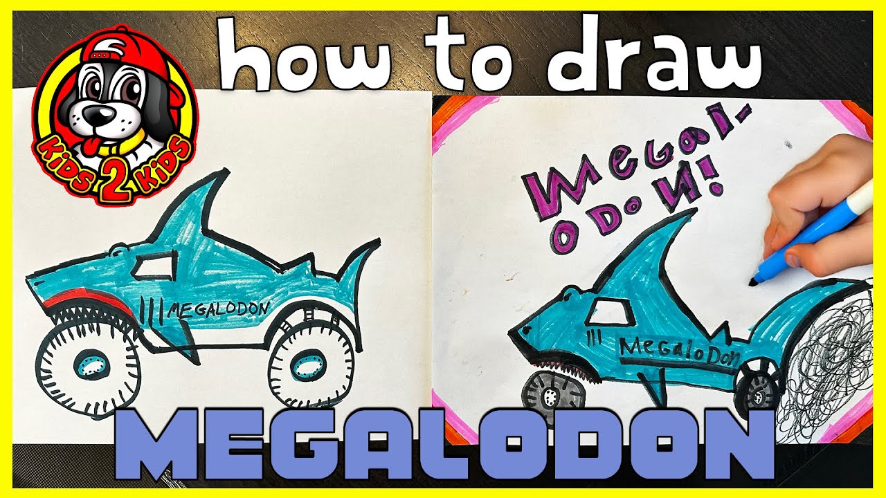 ART FOR KIDS ✏️ How to Draw Monster Jam MEGALODON MONSTER TRUCK