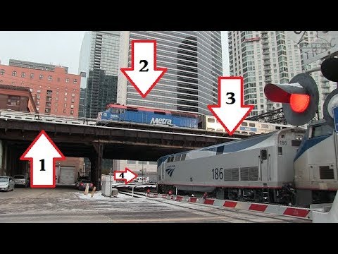 Amtrak and Metra Over Under/ 4 Train Meet!