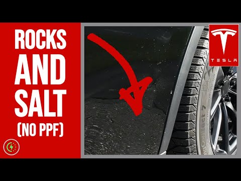 Tesla Model Y PAINT vs. Winter SALT and ROCKS (without PPF)