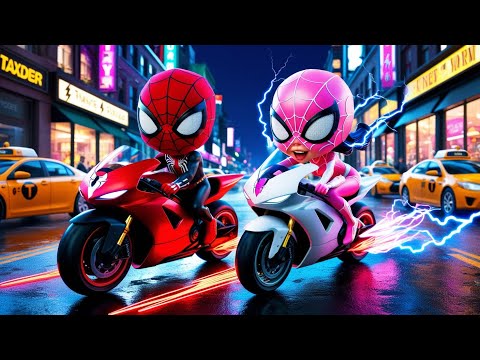 Spider-Man vs Spider-Gwen Epic Motorcycle Race in New York!| Marvel's Spidey and His Amazing Friends