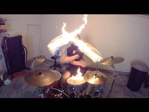 Burn - Drum Cover w/ Fire Sticks (Copyright Re-upload) Ellie Goulding