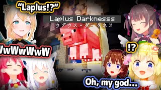 HoloGirls' Reaction To Laplus Getting Turned Into a Pig By AZKi In Minecraft【Hololive】