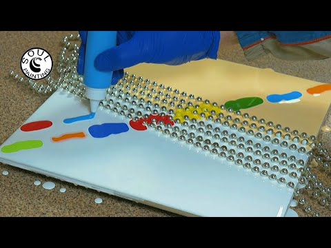 SIMPLE AND PRETTY ABSTRACT RAINBOW CHAIN PULL PAINTING! | Fluid Art for Beginners