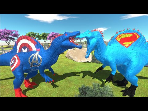 CAPTAIN AMERICA vs SUPERMAN SPINOSAURUS vs BATMAN T-REX DEATH RUN ARBS