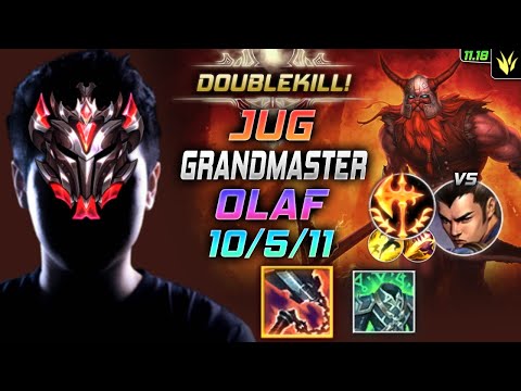 GrandMaster Olaf Jungle vs Xin Zhao - 천상계 장인 정글 올라프 템트리 룬 선혈 정복자 オラフ Олаф 狂战士 歐拉夫 - LOL KR 11.18
