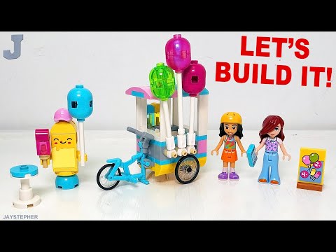 YouTube thumbnail: LEGO Friends 2026 Ice Cream & Balloon Stand 42692 Unboxing, Build, & Review